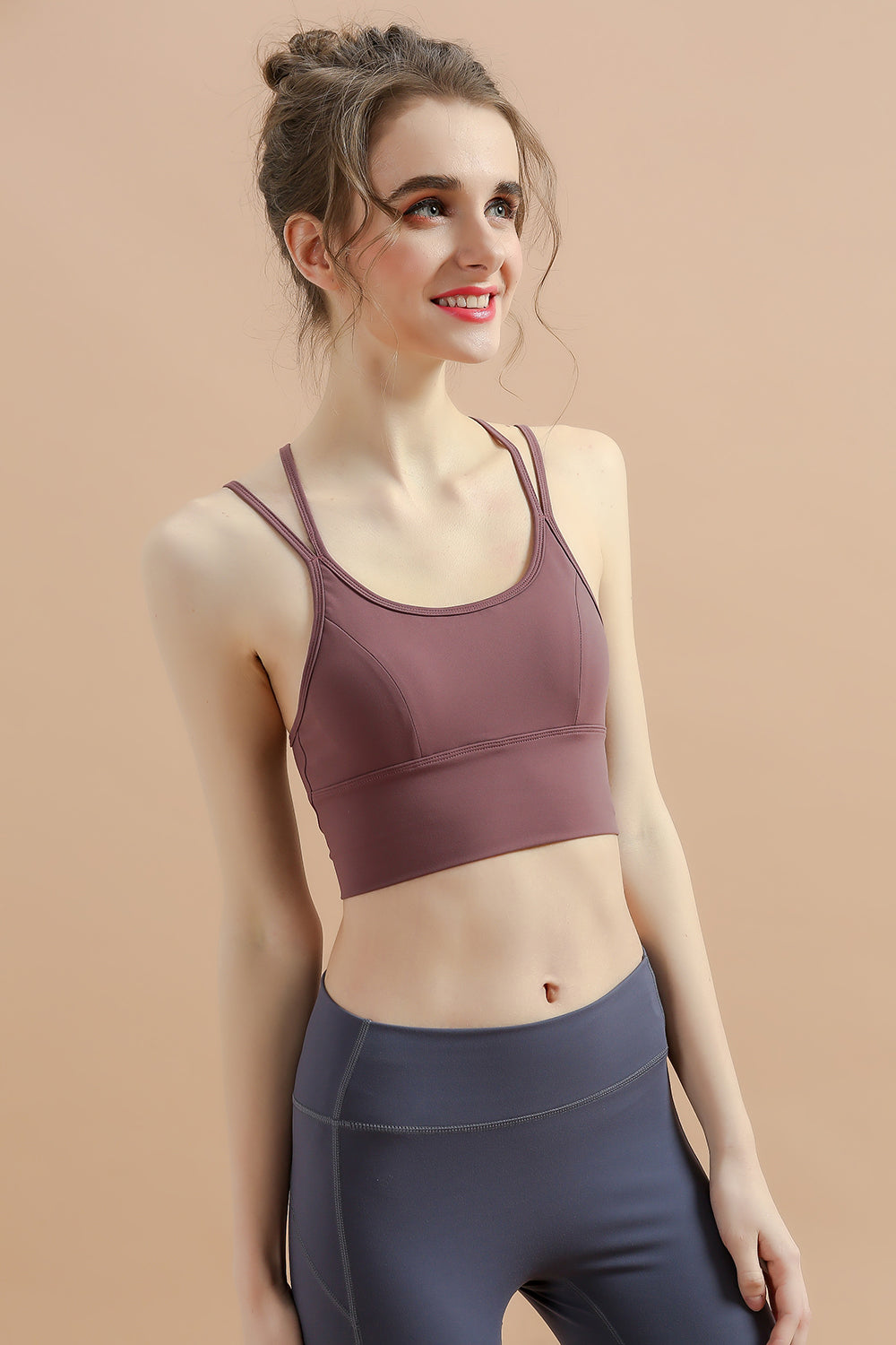 新品运动文胸女 美背健身瑜伽文胸 交叉系带跑步运动内衣2040